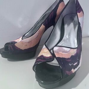 Carlos Santana Multicolor Peep-Toe Heels